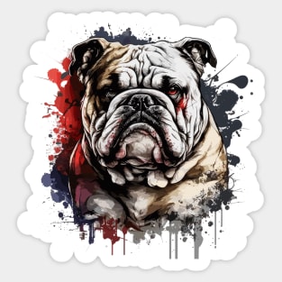 English Bulldog Portrait Animal Painting Pet Dog life Outdoors Adventure Sticker